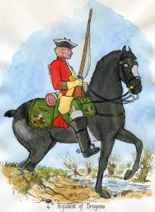 4th Dragoons: Battle of Lauffeldt 21st June 1747 in the War of the Austrian Succession: picture by Mackenzies from Representation of Cloathing