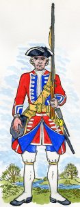 2nd Coldstream Regiment of Foot Guards: Battle of Fontenoy on 11th May 1745 in the War of the Austrian Succession: picture by Mackenzies after Representation of Cloathing