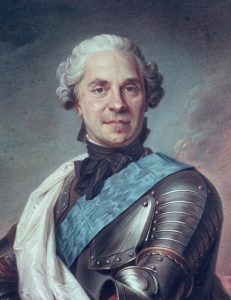 Marshal Maurice de Saxe commander of the French Army at the Battle of Fontenoy on 30th April 1745 in the War of the Austrian Succession: picture by de la Tour: buy a portrait of Marshal Saxe 