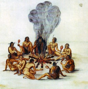 Native Americans around fire