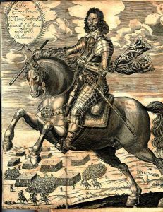 Sir Thomas Fairfax at the Battle of Naseby 14th June 1645 during the English Civil War: engraving by Joshua Sprig