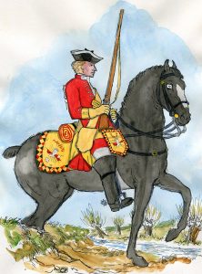 6th Dragoons: Battle of Rocoux 30th September 1746 in the War of the Austrian Succession: picture by Mackenzies from Representation of Cloathing