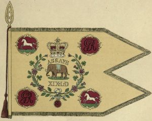Assaye 'Elephant' Guidon of the 19th Light Dragoons: Battle of Assaye on 23rd September 1803 in the Second Mahratta War in India