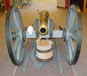 British Royal Artillery 3 pounder 'grasshopper' cannon: Battle of Cowpens on 17th January 1781 in the American Revolutionary War