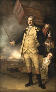 General George Washington at the Battle of Princeton on 3rd January 1777 in the American Revolutionary War: picture by Charles Willson Peale: click here to buy this picture