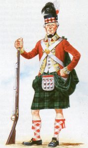 Soldier of a Scottish Highland Regiment: Battle of Camden on 16th August 1780 in the American Revolutionary War