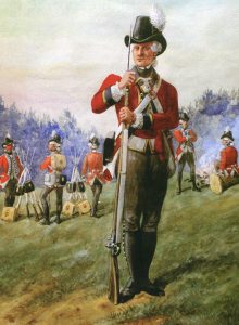 Light Company man 1st Foot Guards: Battle of Guilford Courthouse on 15th March 1781 in the American Revolutionary War