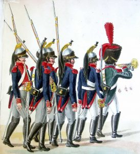 Cuirassiers and Trumpeter of the 1st Cuirassier Regiment: Battle of Waterloo on 18th June 1815: picture by Suhrs