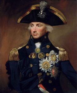 Rear Admiral of the Blue Sir Horatio Nelson British commander at the Battle of the Nile on 1st August 1798 in the Napoleonic Wars: Nelson is wearing the aigrette awarded to him by the Sultan of Turkey following the battle: buy a picture of Lord Nelson