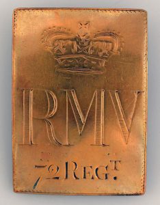 Cross Belt Plate of the 72nd Royal Manchester Volunteers: the Great Siege of Gibraltar from 1779 to 1783 during the American Revolutionary War: a regiment that only existed for 5 years but spent all that time serving in one of Britain's most dramatic military episodes