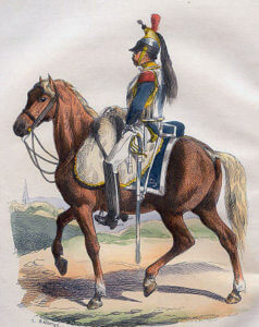French Cuirassier: Battle of the Passage of the Douro on 16th May 1809 in the Peninsular War: picture by Hippolyte Belange
