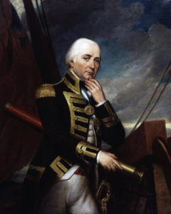 Vice Admiral Cuthbert Collingwood commander of the British Leeward Squadron at the Battle of Trafalgar on 21st October 1805 during the Napoleonic Wars: picture by Henry Howard