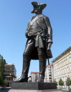 Statue in Berlin of General Karl von Winterfeldt, Prussian commander killed at the Battle of Prague 6th May 1757 in the Seven Years War