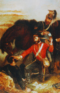 Surgeon General Mouatt winning the Victoria Cross at the Battle of Balaclava on 25th October 1854 in the Crimean War
