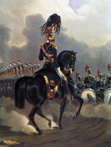 17th Lancers: Battle of Balaclava on 25th October 1854 in the Crimean War: picture by Ackermann