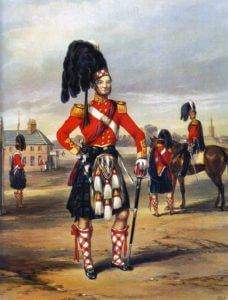 93rd Highlanders: Battle of Balaclava on 25th October 1854 in the Crimean War: picture by Ackermann