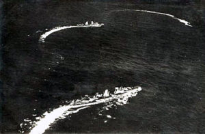 German battle cruisers SMS Seydlitz and von der Tann turning to attack in the opening stages of the Battle of Jutland 31st May 1916