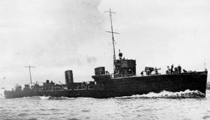 British Destroyer HMS Ardent. Ardent fought at the Battle of Jutland 31st May 1916 in the 4th Flotilla being sunk during the night action