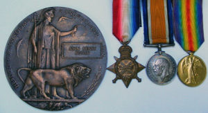 Trio of medals and plaque for Private Butlin RMLI killed on HMS Black Prince at the Battle of Jutland 31st May 1916