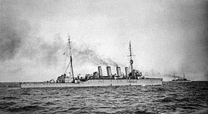British Light Cruiser HMS Southampton. Southampton fought at the Battle of Jutland 31st May 1916 as Commodore Goodenough’s Flagship in the 2nd Light Cruiser Squadron
