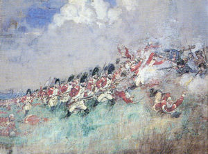 43rd Regiment at the Battle of Bunker Hill on 17th June 1775 in the American Revolutionary War
