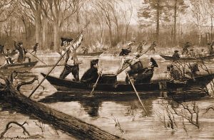 Movement by river: Battle of Saratoga on 17th October 1777 in the American Revolutionary War