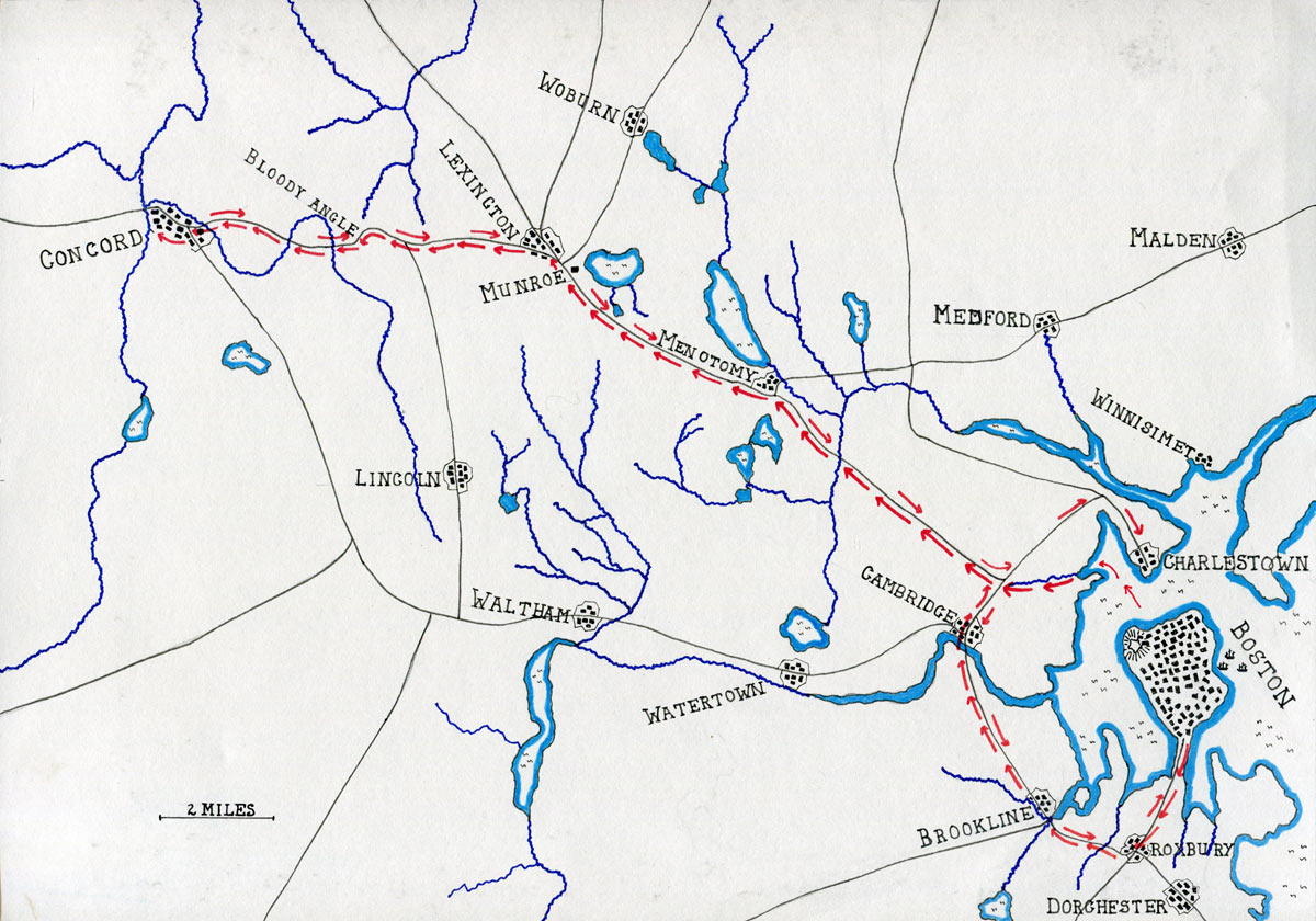 Lexington Concord Battle Map
