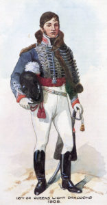 Officer of 16th Light Dragoons: Battle of Villagarcia on 11th April 1812 in the Peninsular War: picture by Richard Simkin