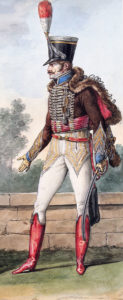 Officer of the French 2nd Hussars: Battle of Villagarcia on 11th April 1812 in the Peninsular War: picture by Vernet