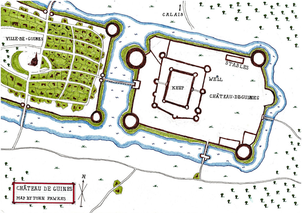 Château de Guines: Battle Map by John Fawkes: Siege of Calais in the Hundred Years War